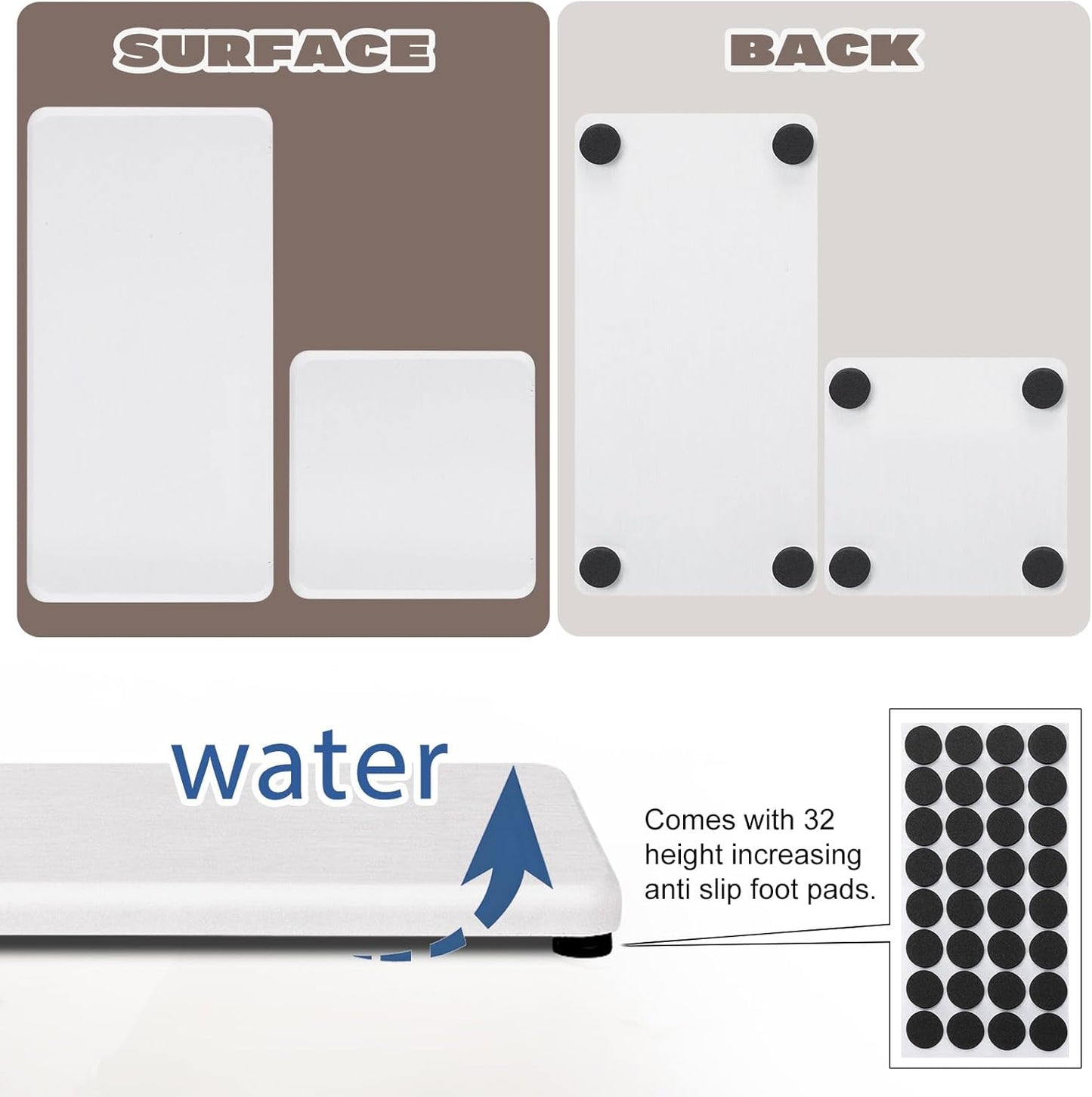 4PCS Water Absorbing Stone Tray for Sink, Fast Drying Stone Sink Tray, Water Absorbent Diatomite Trays, Diatomaceous Coaster, Stones Drying Trays for Bathroom Sinks and Kitchen Counter