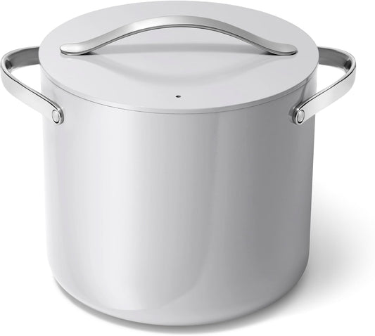 Caraway Stock Pot - 12 Qt Ceramic Coated Pot With Lid - Fee From Forever Chemicals - Large Pot for Bigger Batches - Gray