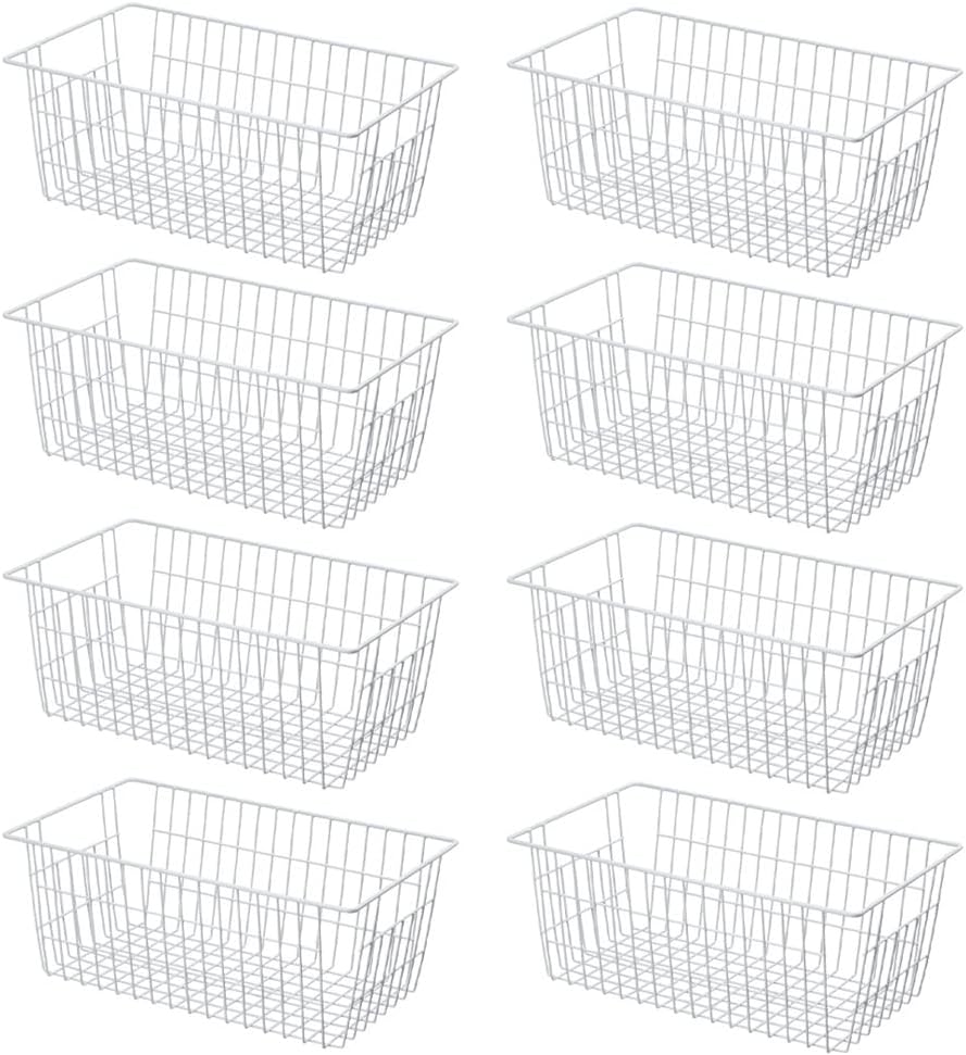 SANNO 14" Wire Freezer Baskets, Farmhouse Metal Wire Storage Basket Freezer Storage Organizer for Kitchen Pantry, Set of 8