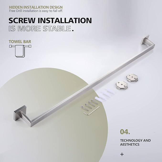 KOKOSIRI 36-Inch Single Towel Bar SUS304 Stainless B4003BR-L36