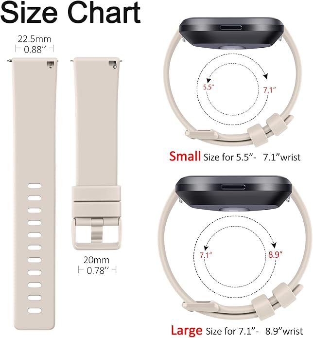 3 Pack Sport Bands Compatible with Fitbit Versa Bands, Classic Soft Sport Replacement Wristbands for Fitbit Versa 2 Smart Watch Women Men