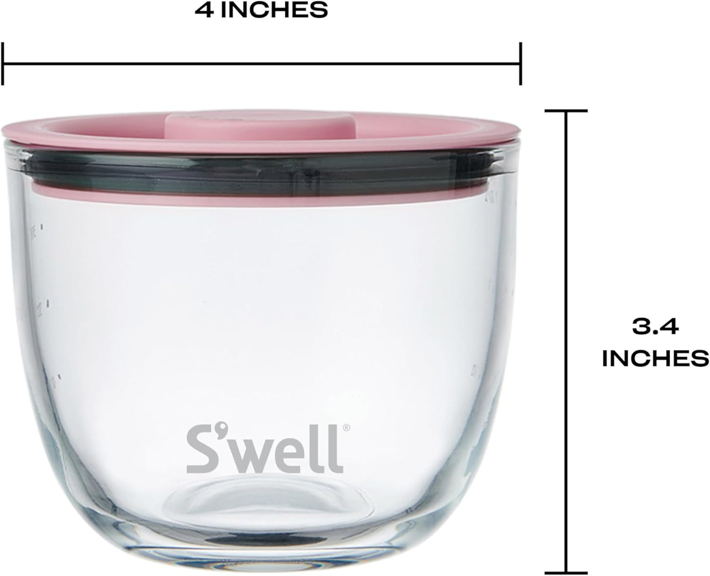 S'well 12oz Glass Prep Bowl Set of 4 For Easy Meal Prep, S'well Signatures, Made From Durable Tempered Glass, Nests Inside 21.5oz