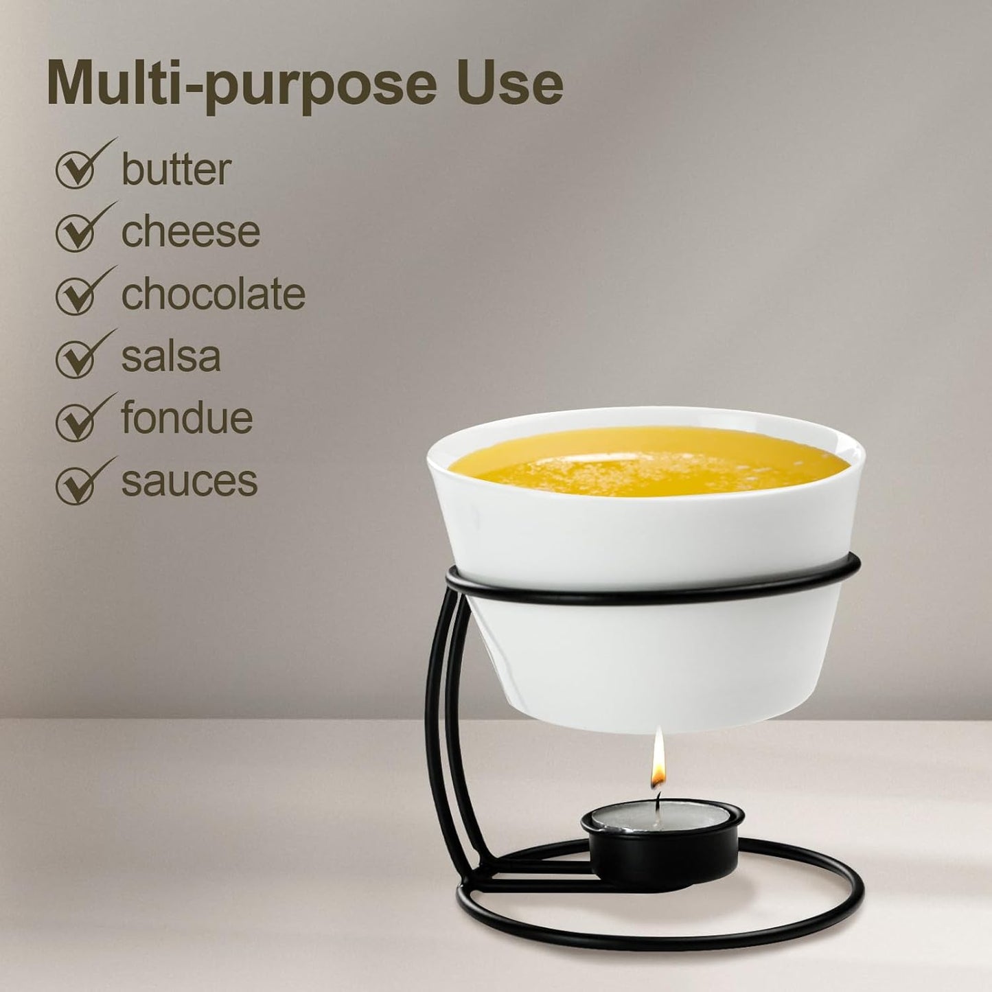 Luvan 4Pcs 12.8oz Butter Warmers for Seafood, Butter Melter with Stands and 20Pcs Tealight Candles,Ceramic Butter Warmer Set for Lobster, Personal Fondue Set Melted Butter Cups for Seafood, Fondue