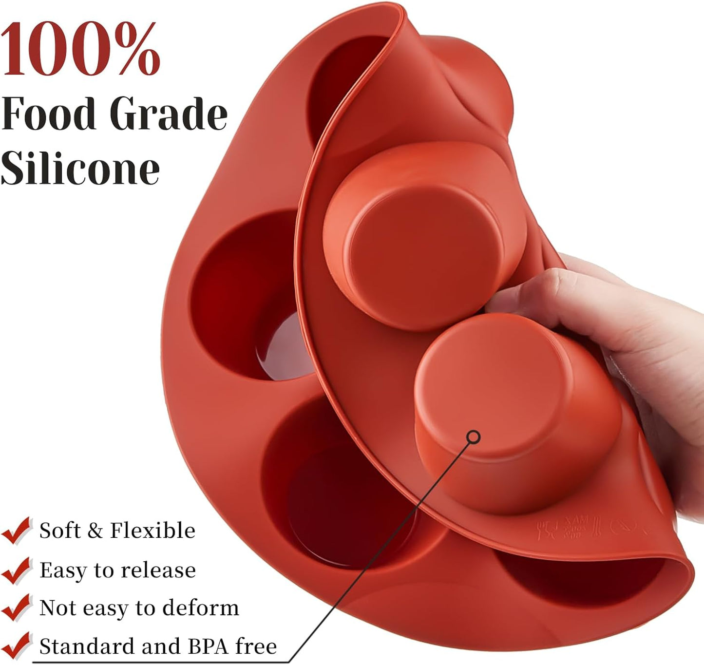 2 Pack Egg Bites Silicone Mold for Air Fryer, 7 Cups Muffin Pan Non-Stick Cupcake Baking Molds for Oven, Air Fryer, Pot