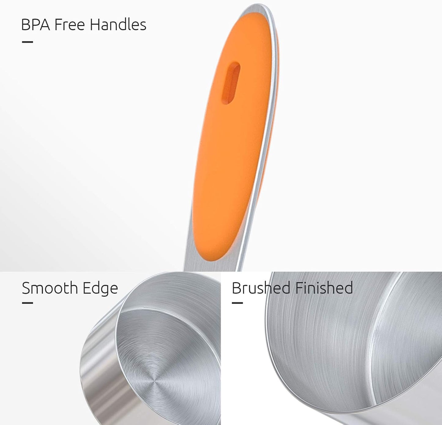 Measuring Cups : U-Taste 18/8 Stainless Steel Measuring Cups and Spoons Set of 10 Piece, Upgraded Thickness Handle(Orange)