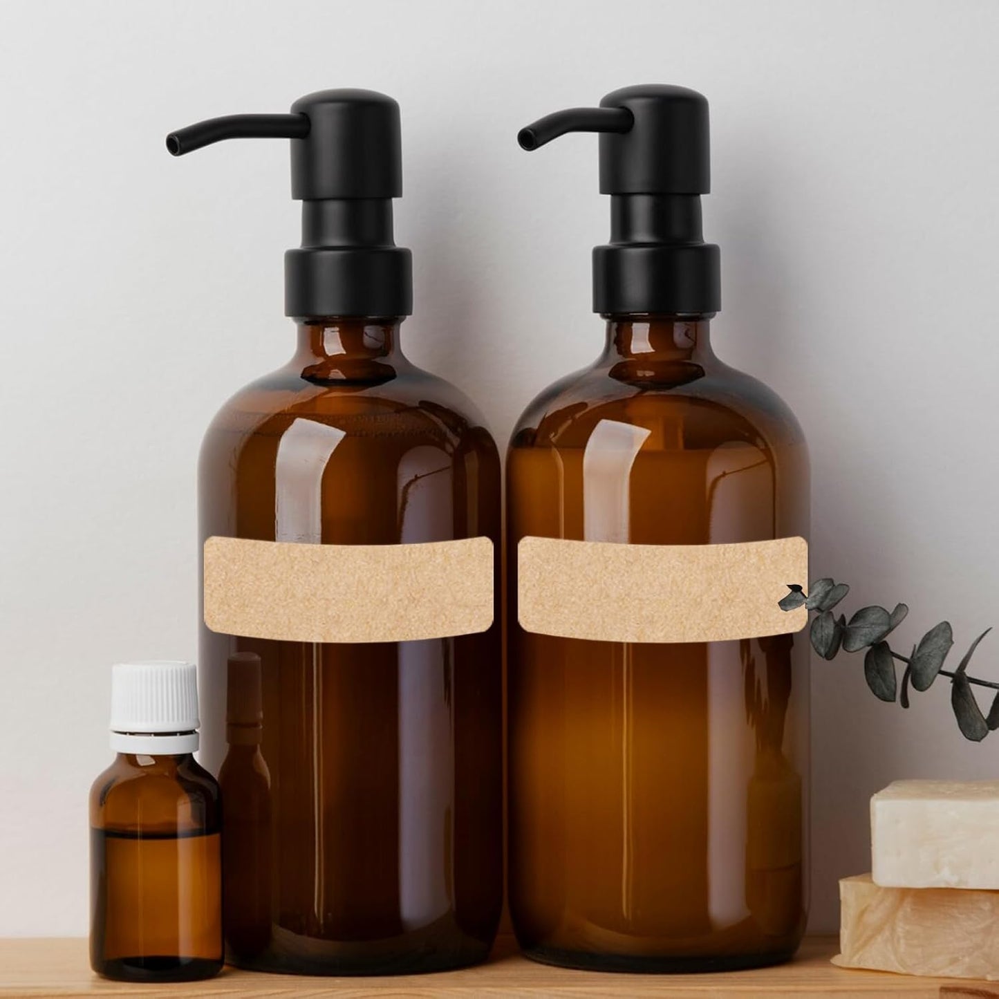 Removable Kraft Label Stickers- Writable Gift Tag Stickers Labels, Self-Adhesive Brown Kraft Label for Essential Oil Bottle, Jars, Food Storage or Gift Decoration-240 PCS