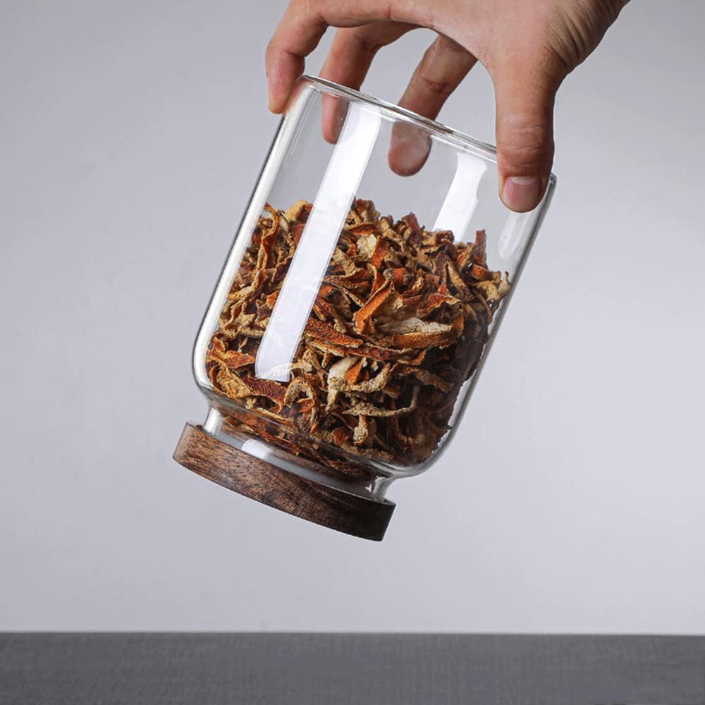 Large Glass Jars with Airtight Wooden Lid, Food Storage Glass Canister, Clear Cereal Storage Container for Flour, Sugar, Coffee Beans, Snack (1 Gallon (4000ml))