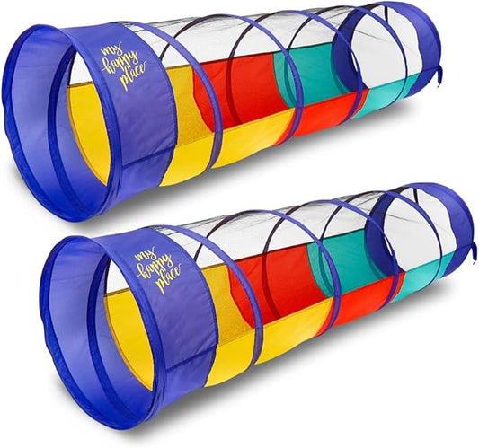 Kiddey Multicolored Play Tunnel for Kids (6’) – (2 Pack)