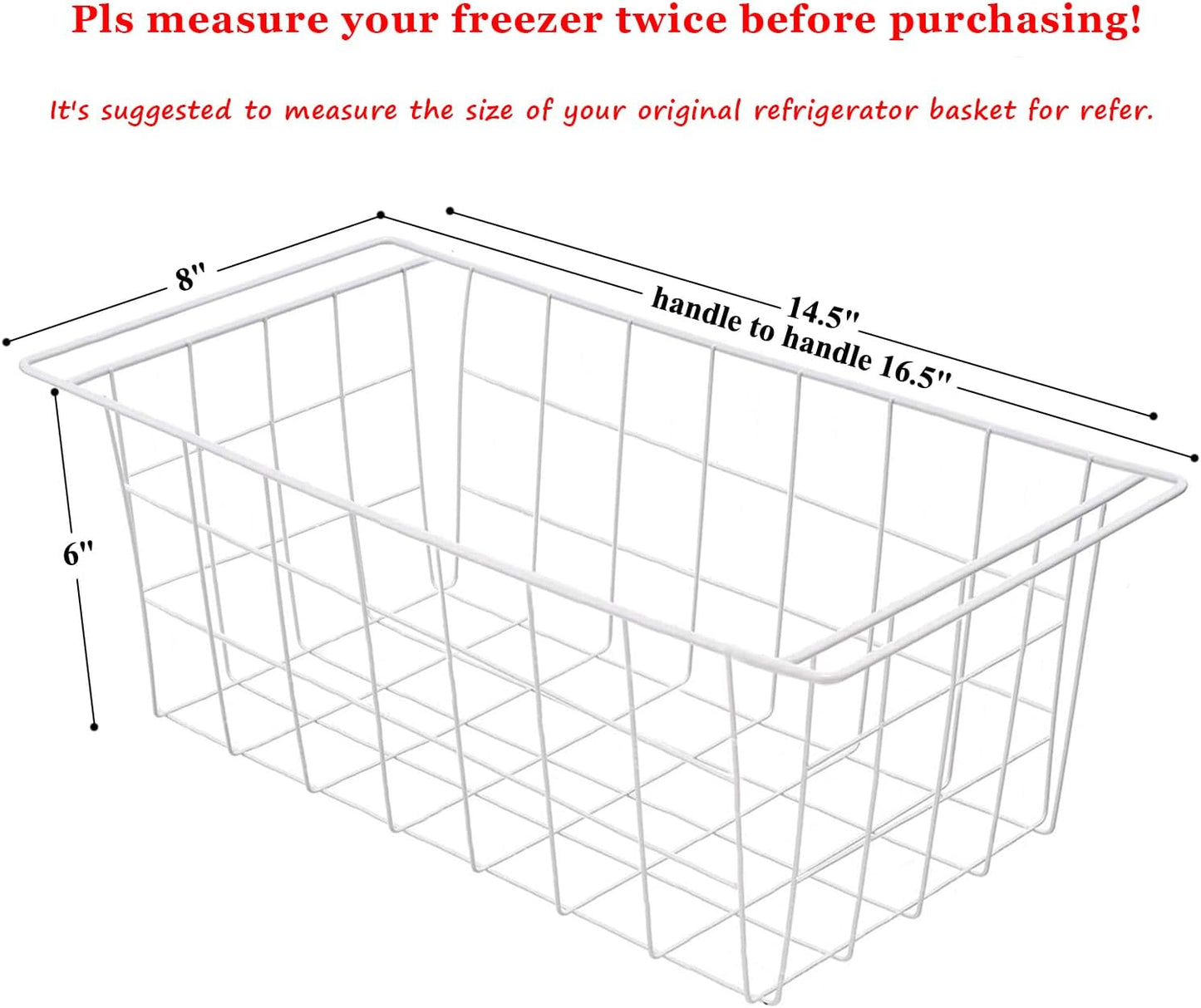 Orgneas Chest Freezer Baskets, 16.5" Freezer Organizer Bins Deep Freezer Storage Bins Metal Wire Baskets with Hanging Handles 4Pcs
