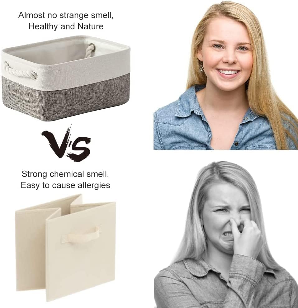 Storage Baskets 12x8x5 inch 10 Pack Fabric Baskets Foldable Storage Bins Decorative Baskets cloth storage baskets Storage Foldable Storage Bin with Rope