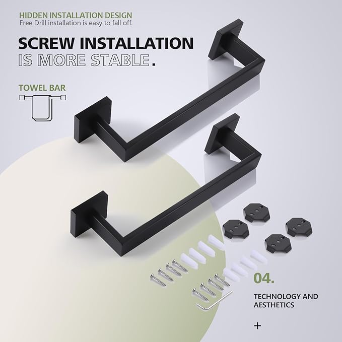 KOKOSIRI 12-Inch Single Towel Bar SUS304 Stainless 2 Pack, B4003BK-L12-P2