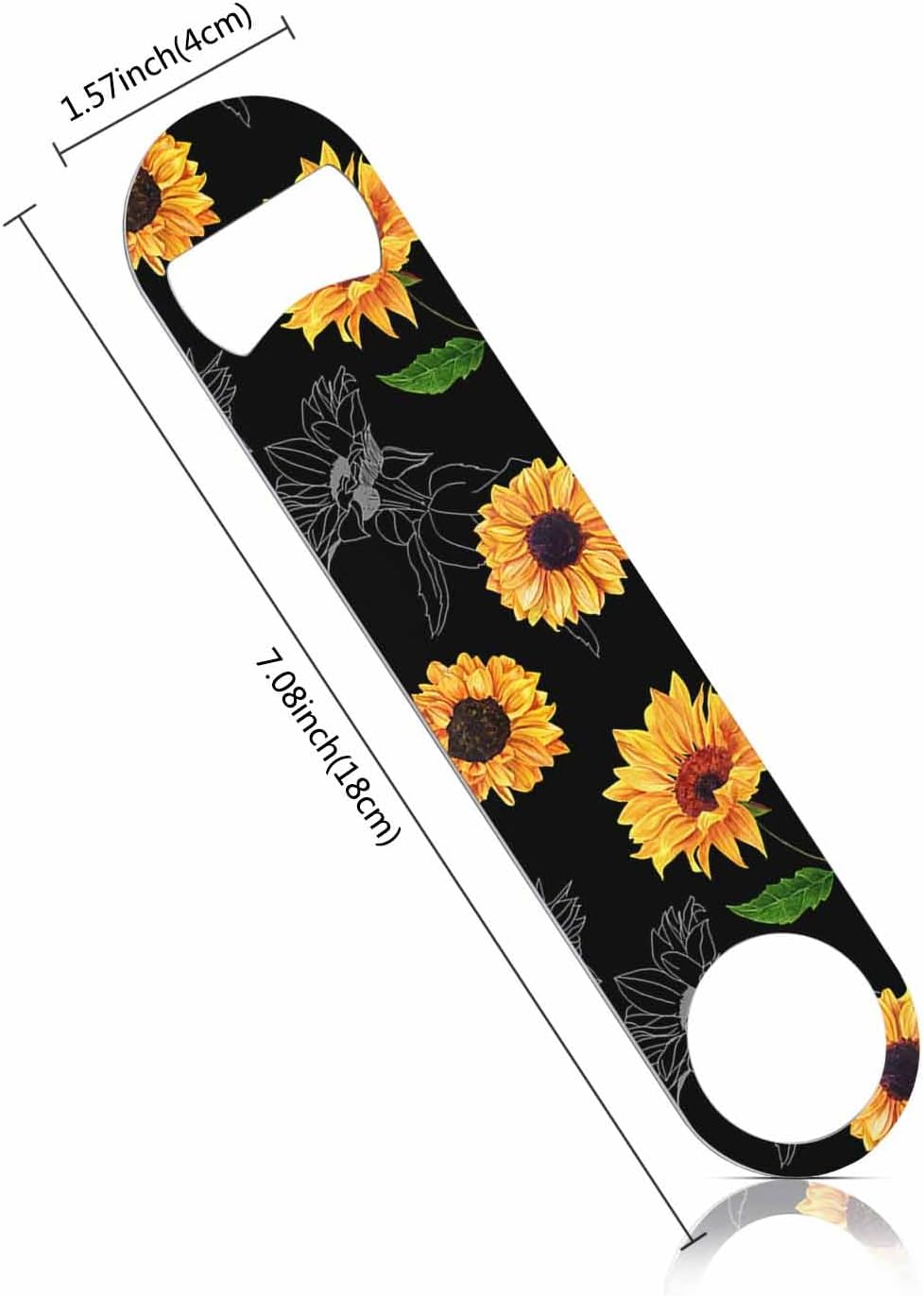 Sunflowers Stainless Steel Bottle Opener Vibrant Yellow Watercolor Flower Vintage Style Floral Black Flat Beer Bottle Opener Keychain for Home Kitchen Bar Restaurant Party Birthday Gift