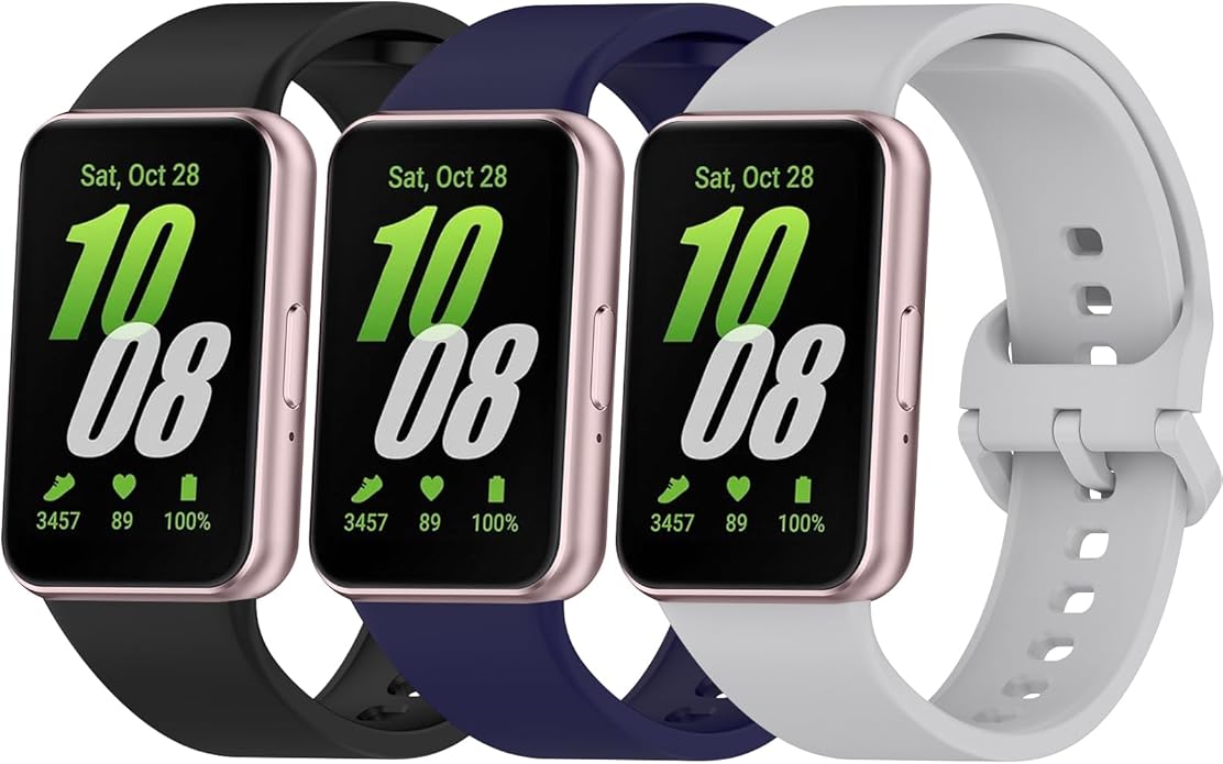3 PACK Bands for Samsung Galaxy Fit 3 Band Women Men, Soft Adjustable Silicone Replacement Watch Strap Compatible with Galaxy Fit 3 Smartwatch Accessories