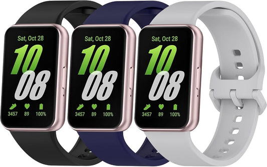 3 PACK Bands for Samsung Galaxy Fit 3 Band Women Men, Soft Adjustable Silicone Replacement Watch Strap Compatible with Galaxy Fit 3 Smartwatch Accessories