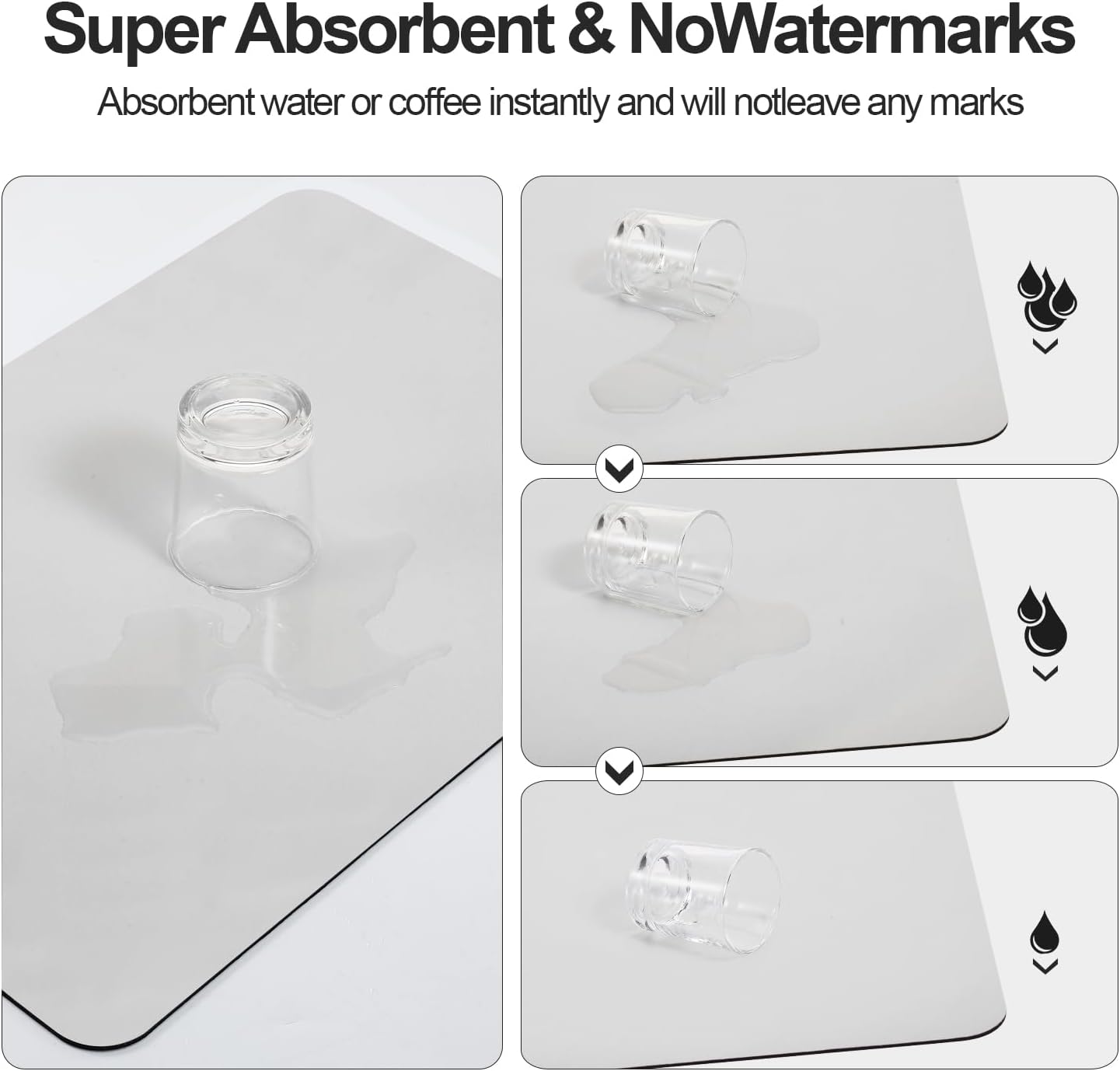 Dish Drying Mat for Kitchen Counter | Coffee Bar Mat for Countertops | Heat Resistant Drainer Mat with Non-slip Rubber Backed | Hide Stain Kitchen Absorbent Draining Mat | Light Grey 16"x24"