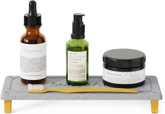 SpaceAid DryingNeat Sink Organizer, Instant Dry Sink Caddy Organizers, Kitchen Sponge Soap Holder Dispenser, Countertop Fast Drying Rack (Bamboo Feet, Gray)