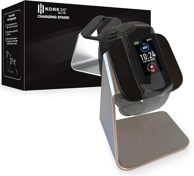 KORE 2.0 Elite Smartwatch Charging Stand - Aluminium Charging Watch Stand for Kore 2.0 Fitness Tracker l Sleek, Non-Slip Heart Rate Monitor Watch Holder Stand l Great Night Stand Accessories
