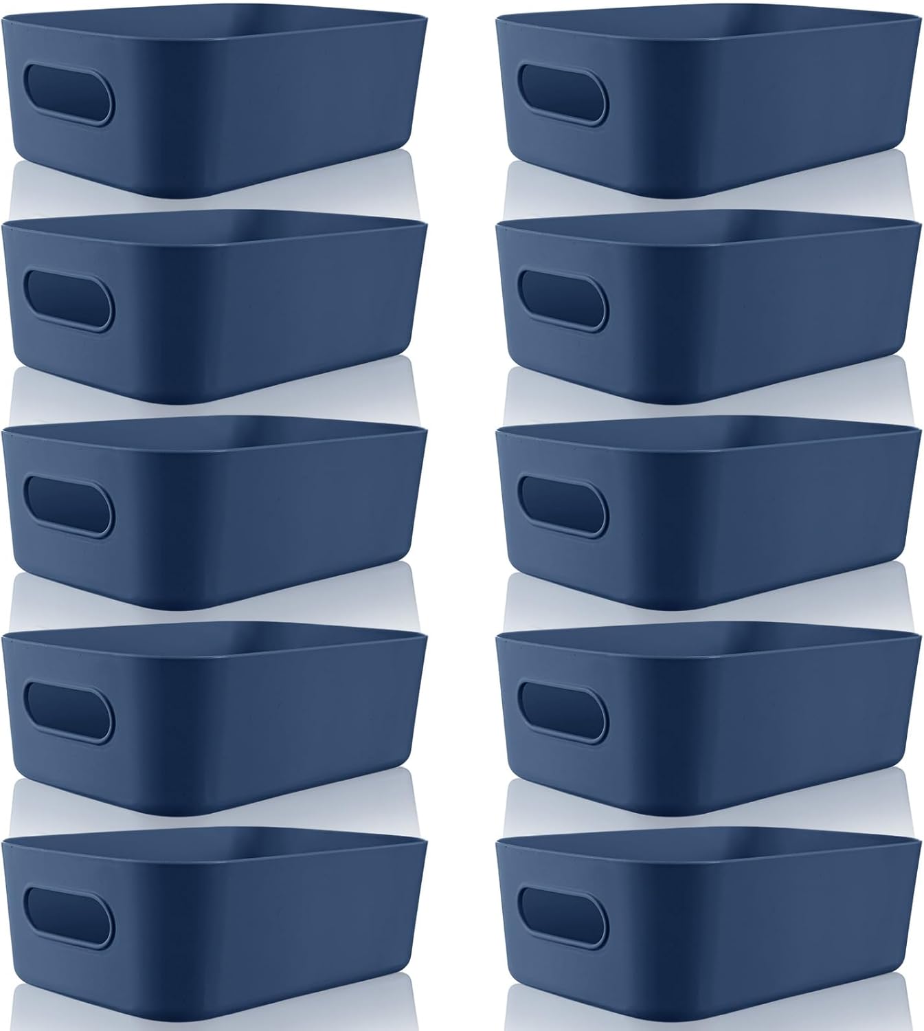 Zopeal Plastic Storage Bins 10 Pcs Blue Pantry Organizer Bins Small Baskets Storage Containers for Home Kitchen (8 x 5.7 x 3 Inch)