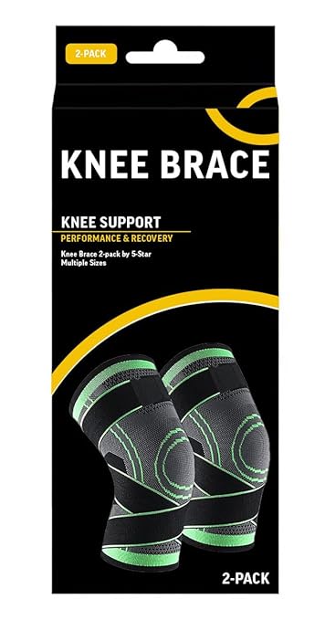 Knee Brace Adjustable with Straps Knee Compression Sleeve for Arthritis for Men and Women Compression Knee Support for Gym, Running, Working Out, Size S/M 1 pair, Green