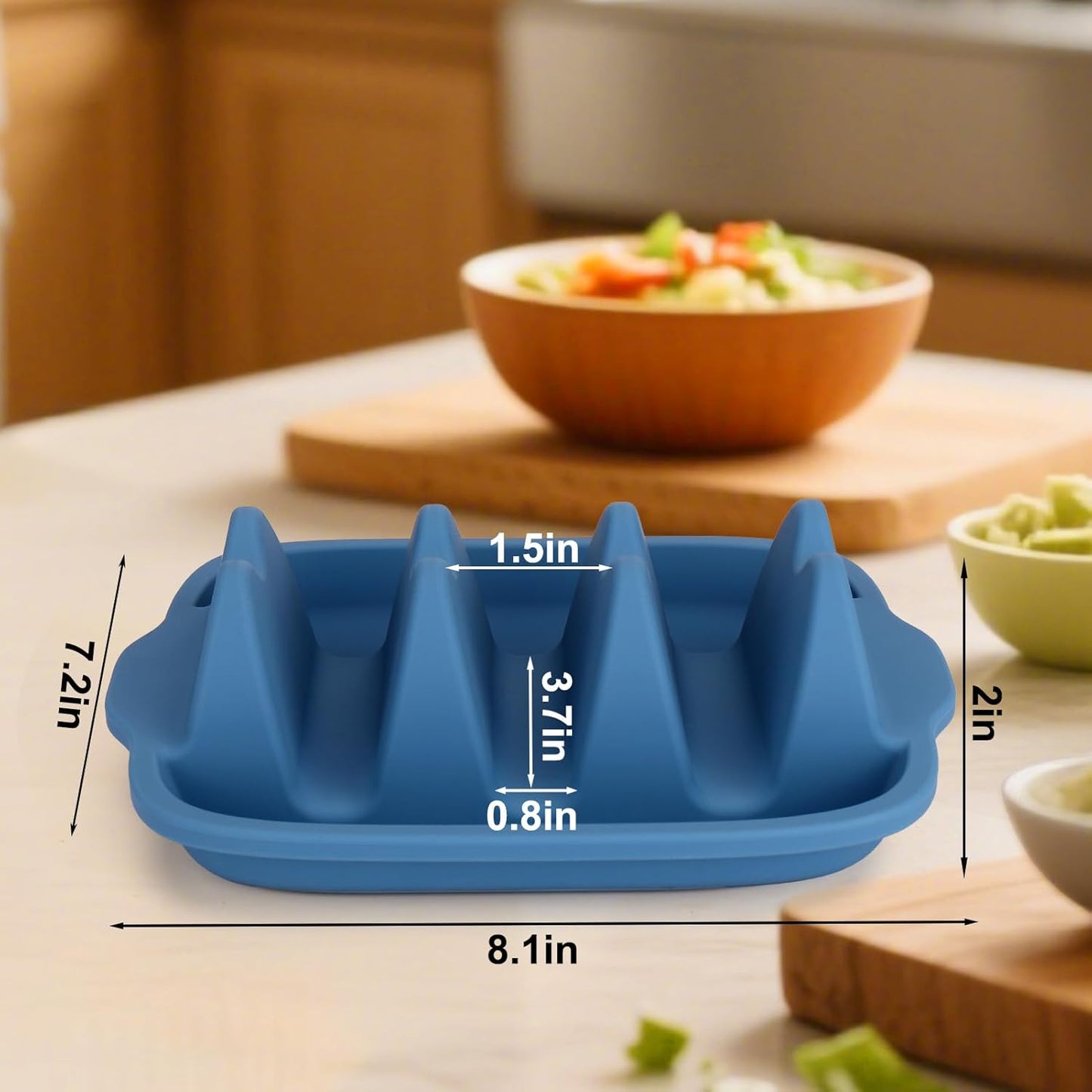 Juome Upgraded Silicone Taco Holder 2 Packs - Reusable Taco Plates with Dividers, Taco Rack Holders Stand for Hard/Soft Taco Shell Holder, Taco Party Serving Tray Plates, Dishwasher & Microwave Safe