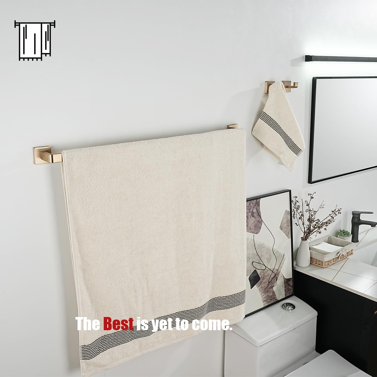 JQK Champagne Bronze Bath Towel Bar, 30 Inch 304 Stainless Steel Thicken 0.8mm Towel Rack Bathroom, Towel Holder Wall Mount, Total Length 32.41 Inch, TB250L30-CB