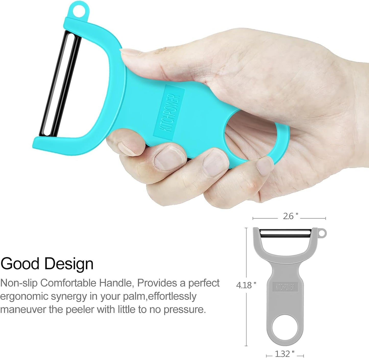 Original Vegetable Peeler, Potato Peelers for kitchen Carbon Steel Blade 3-Pack Grey/Blue/Black