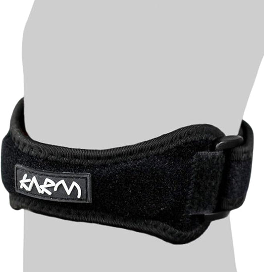 KARM Patella Band - Patellar Tendon Support Strap - Knee Bands for Pain, Basketball, Sports - Jumpers Knee Brace for Women & Men (XS/S/M/L/XL, Single Strap, Black)