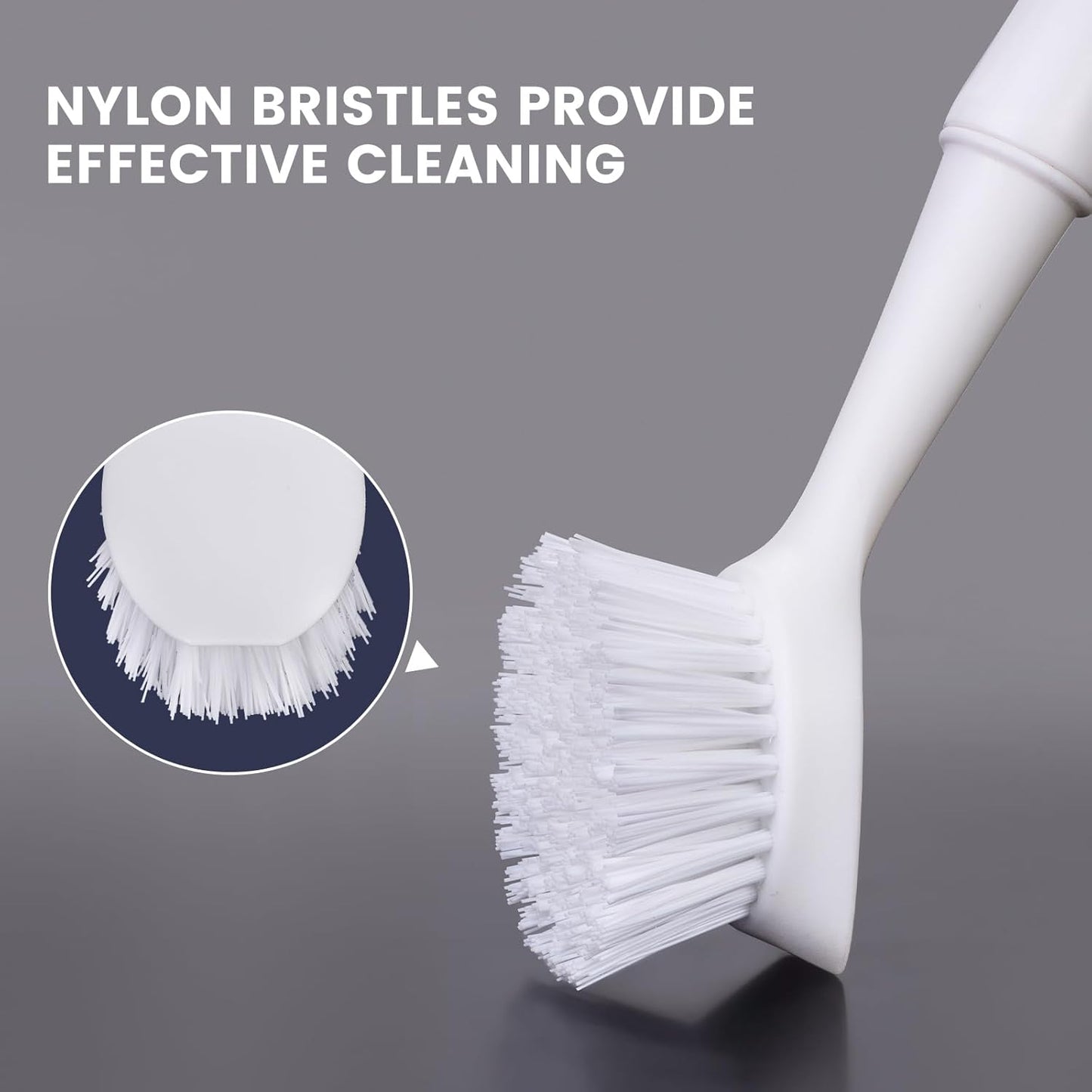 Dish Brush with Handle, 2 Pack Dish Scrub Brush with Built-in Scraper and 2 Pack Grout Brush, Kitchen Brushes for Dishes,Pots, Pans and Sinks