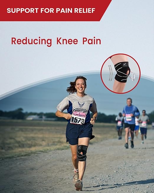 Knee Brace for Women & Men Meniscus Tear, Knee Pain Relief, Arthritis,2 Straps Compression, Side Stabilizers, Patella Gel Pads Knee Support (Gray, X-Large)