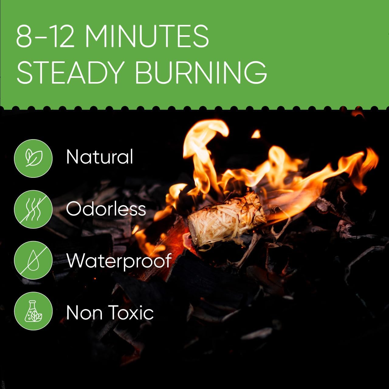 Inflame Fire Starters 130 pcs Fire Starters for Campfires, Grill, BBQ, Fireplace, Woodstove - Charcoal Starter - Waterproof, Weather-Resistant - Natural Wood Fireplace Starters