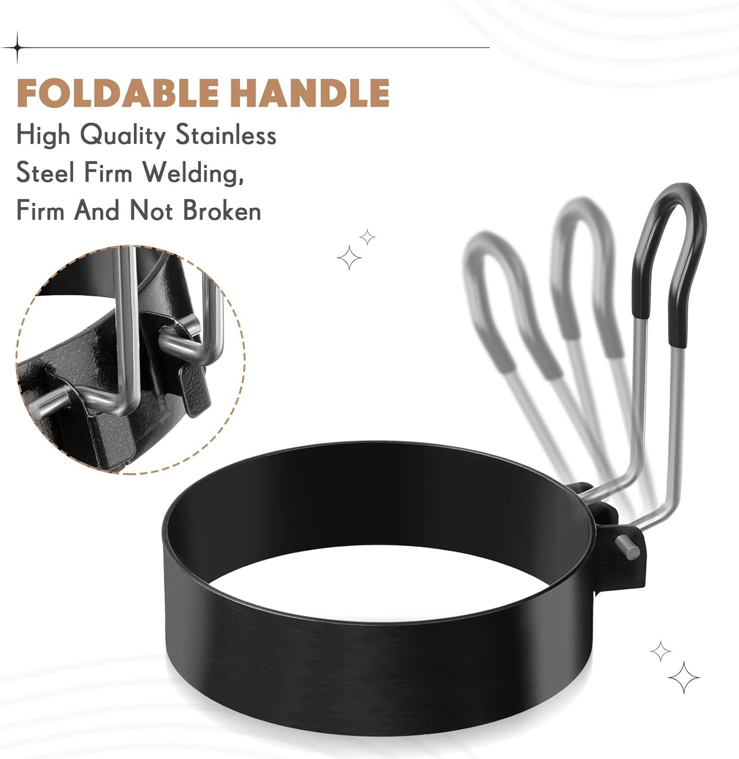 Yaomiao 12 Pcs Egg Rings for Frying Eggs Nonstick Pancake Mold Stainless Steel Egg Mold Portable Round Shaper with Handle for Cooking Griddle Camping Breakfast(3 Inch)