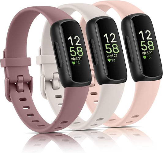 3 Pack Bands Compatible with Fitbit Inspire 3 Bands, Soft Silicone Adjustable Wristband Replacement Sport Straps Compatible with Fitbit Inspire 3 Fitness Tracker