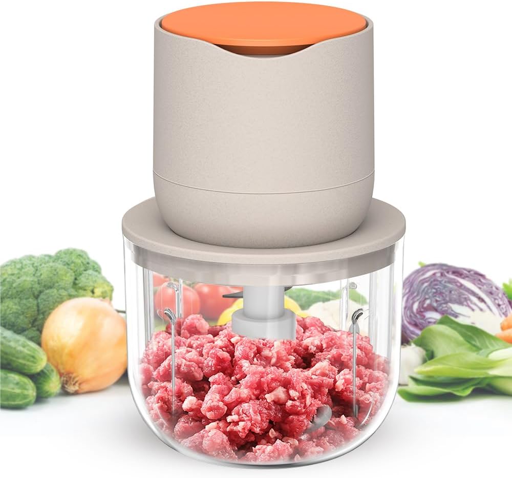 Wireless Electric Food Processor，600ML Electric Food Chopper For Meat,Onions,vegetables,Garlic,Complementary Food, Meat Chopper Blender