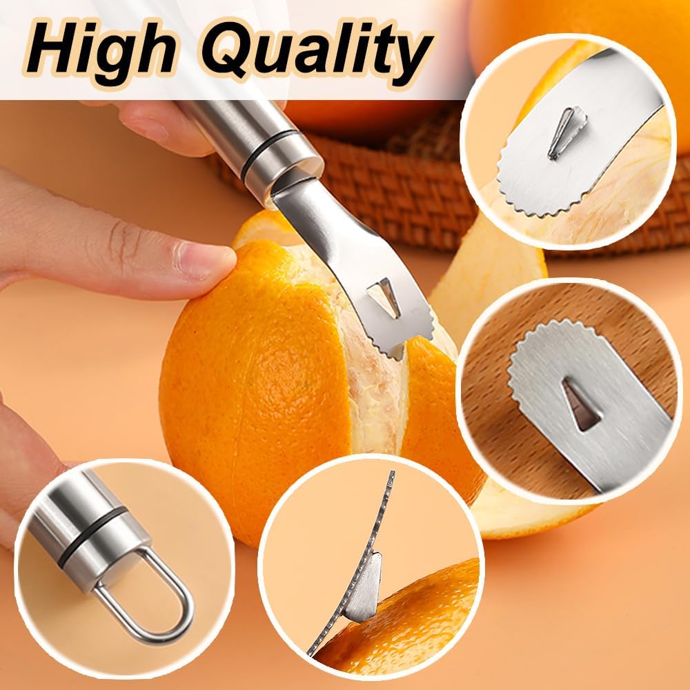 Orange Peelers Orange Peeler Tool Citrus Peeler Stainless Steel Slicer Cutter Peeler Remover Humanized Design Handle Serrated Curved Spade Blade Triangular-shaped Slip Blade Fruit Tools Kitchen Gadget