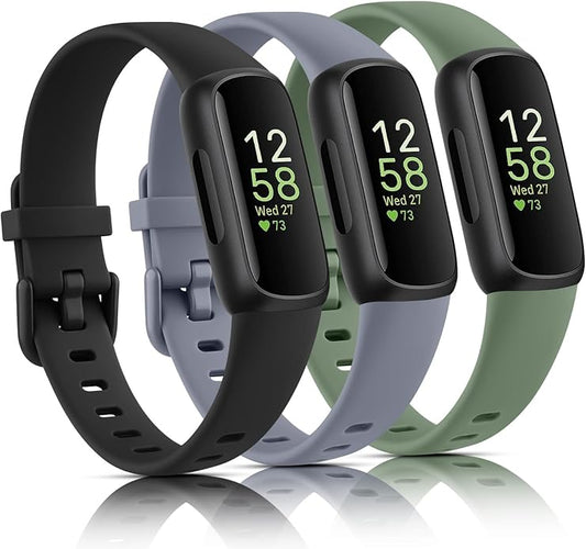 3 Pack Bands Compatible with Fitbit Inspire 3 Bands, Soft Silicone Adjustable Wristband Replacement Sport Straps Compatible with Fitbit Inspire 3 Fitness Tracker