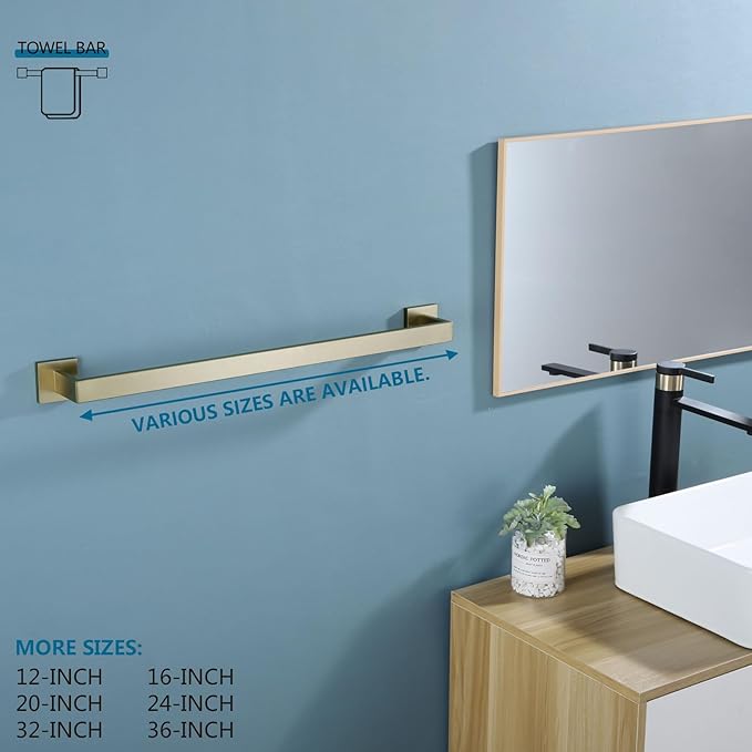 KOKOSIRI 24-Inch Single Towel Bar SUS304 Stainless B4003BG-L24