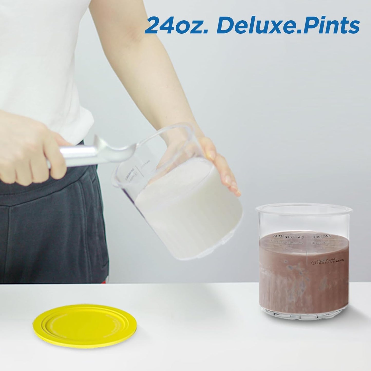 For Ninja Creami Deluxe NC500 NC501 Series Ice Cream Makers, BPA-Free & Dishwasher Safe, 24oz Pints with Lids 2 Pack, Replacement Creami Deluxe Pint Containers(Yellow&Pink)