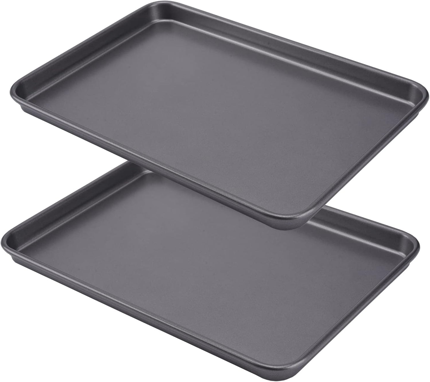 2 Cookie Baking Sheet Pan Nonstick 15.55 x10.63Inch (Inner 14.76x9.84inch) Jelly Roll Tray 2x Thicker Carbon Steel Non -Toxic Bakeware