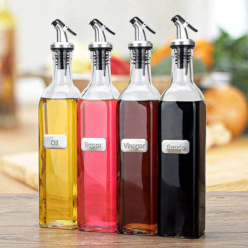 5 Pack Oil Spouts, Olive Oil Vinegar Bottle Stopper Dispenser with Tube Brush, Leakproof Bottle Spouts for Salad, Sauce, Soy, Etc