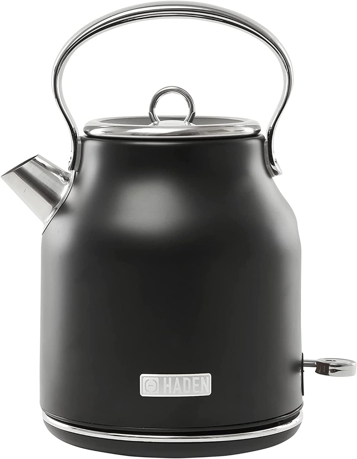 HADEN Heritage 1.7 Liter Stainless Steel Electric Kettle, Hot Water Kettle with 360-Degree Base and Auto Shutoff, Black & Chrome