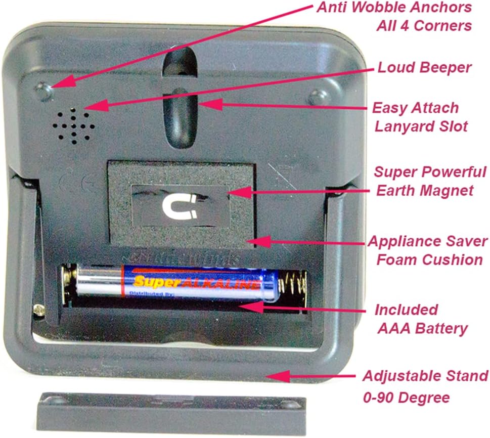 Elegant Digital Kitchen Timer Stainless Steel - Lime - Strong Magnetic Back - Kickstand - Loud Alarm - Large Display - Auto Memory - Auto Shut-Off (Lime)