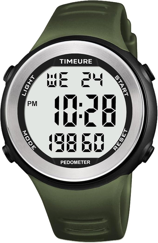 Mens Pedometer Watch for Walking Step Counter Watch No Charging, No App Connection, with EL Backlight. Simple, Practical Choice for Mobile-Free Fitness Enthusiasts TIMEURE-2308