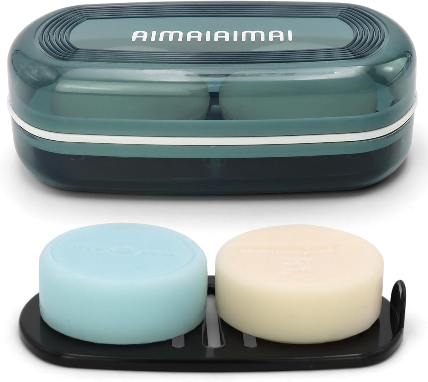 Shampoo Bar Holder Travel Case for Two Bars – Compatible with Kitsch Solid Shampoo & Conditioner Bars, Large Soap Container for Bathroom or Travel (Blue Style A-Large)