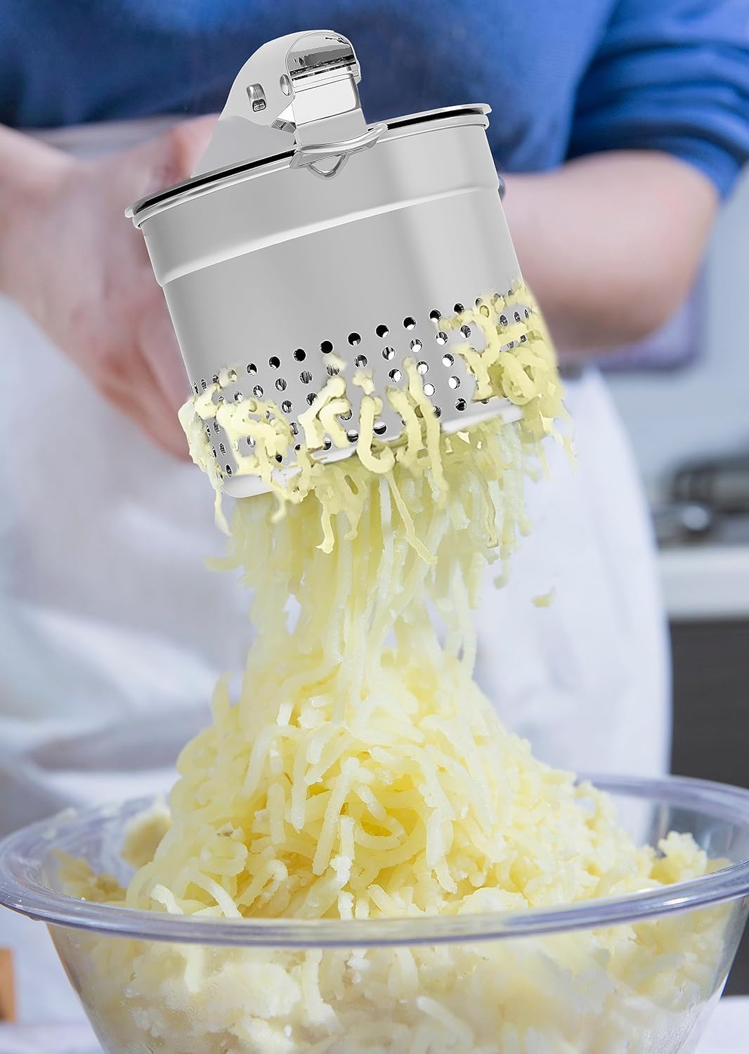 Large 15oz Potato Ricer with 3 Interchangeable Discs, Heavy Duty Stainless Steel Potato Masher with Ergonomic Handle, Masher and Ricer Kitchen Tool for Mashed Potatoes, Noodle Maker