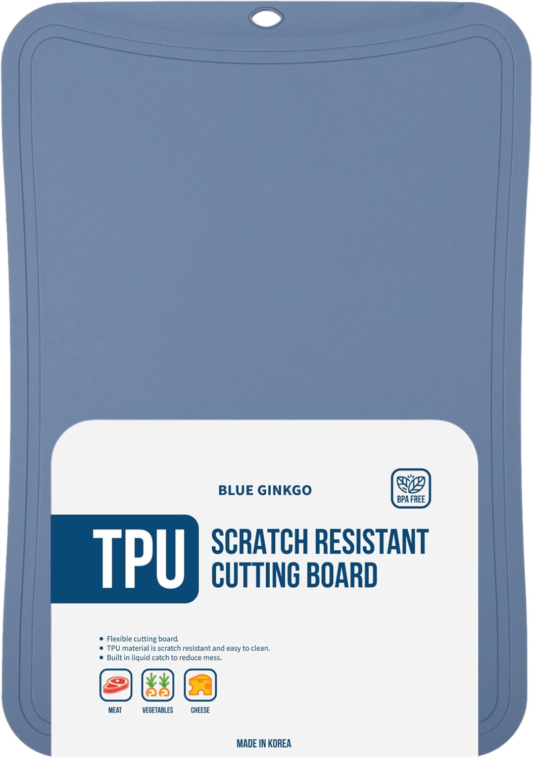 Blue Ginkgo TPU Cutting Mat [Medium] – Korean-Made Flexible, Knife-Friendly, Durable Kitchen Cutting Board (Blue)