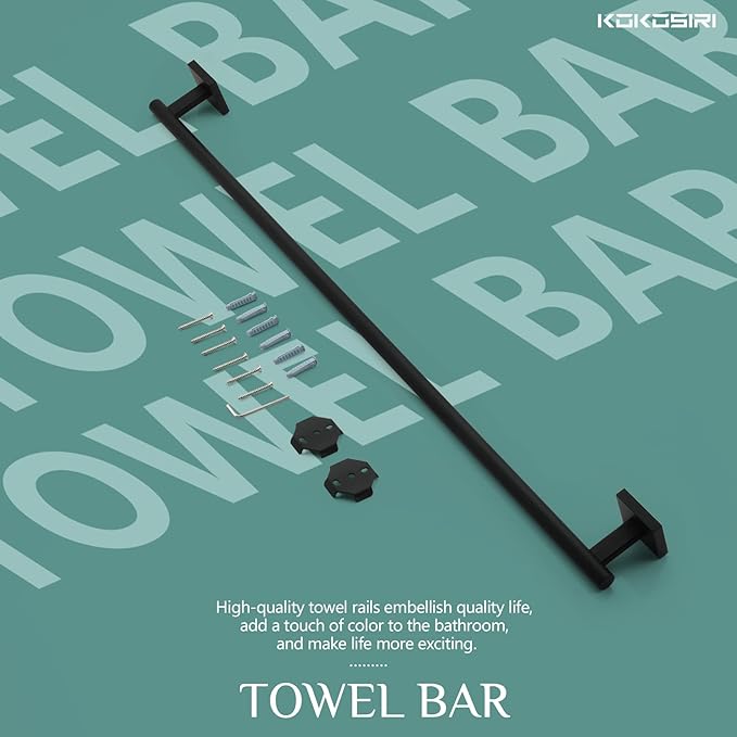 KOKOSIRI 36'' Towel Rails Bathroom Towel Bars Matte 36 Inch B4005BK-L36
