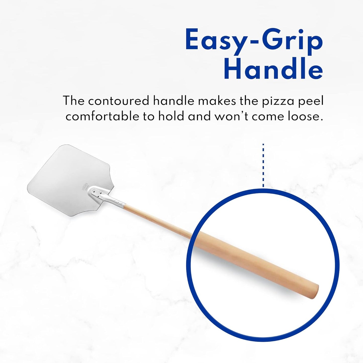 New Star Foodservice 50172 Aluminum Pizza Peel, Wooden Handle, 12 x 14 inch Blade, 52 inch overall