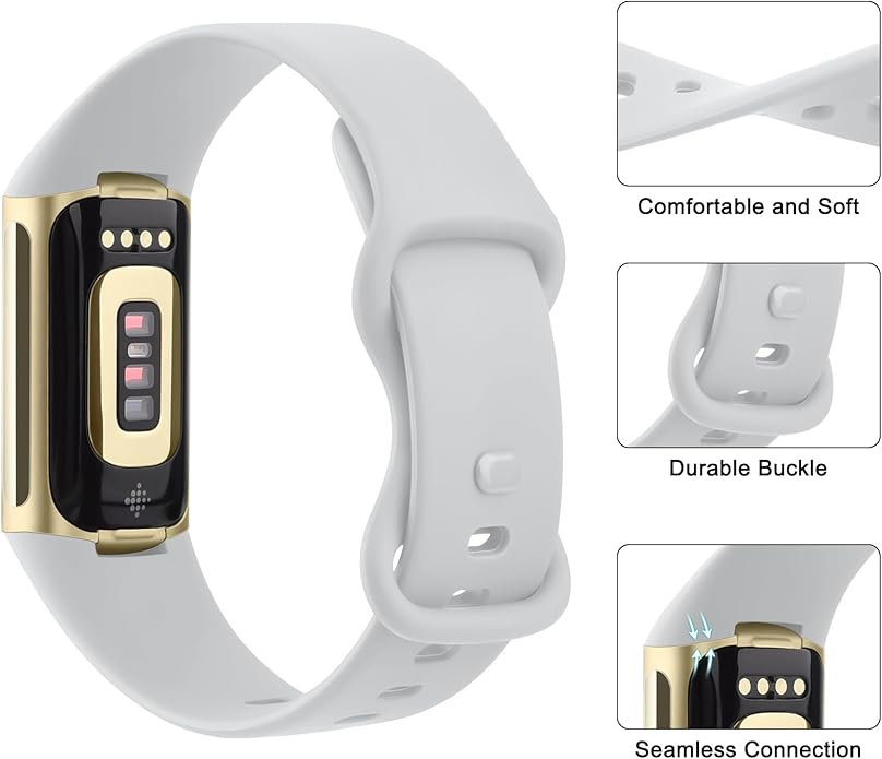 3 Pack Bands for Fitbit Charge 6 / Charge 5 Bands Women Men, Soft Silicone Waterproof Adjustable Wristband Replacement Sport Straps for Fitbit Charge 5 / Charge 6 Fitness Tracker