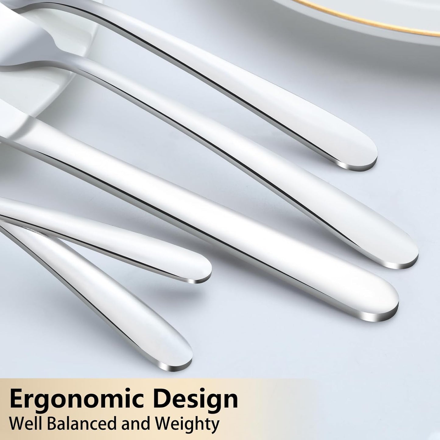 Pleafind 65-Pieces Silverware Set for 12 with 5 Serving Utensils,Stainless Steel Cutlery Set, Include Forks Spoons and Knives Set, Mirror Polished Utensil Sets for Home Restaurant,Dishwasher Safe