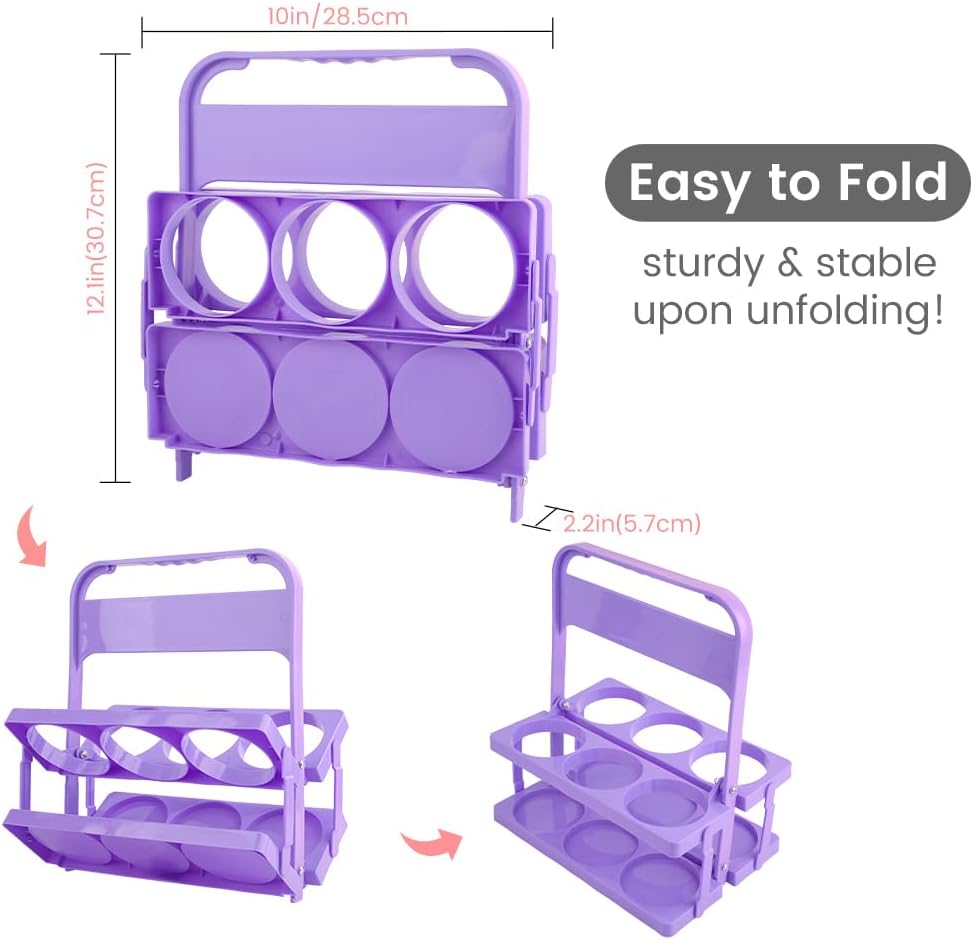 Musbus Reusable Drink Carrier with Handle for Doordash, Grubhub, Portable Cup/Coffee Holder Accessories for Delivery, Foldable Drinks Caddy with Tray, Car Durable Plastic Festive Bottle, Vacation